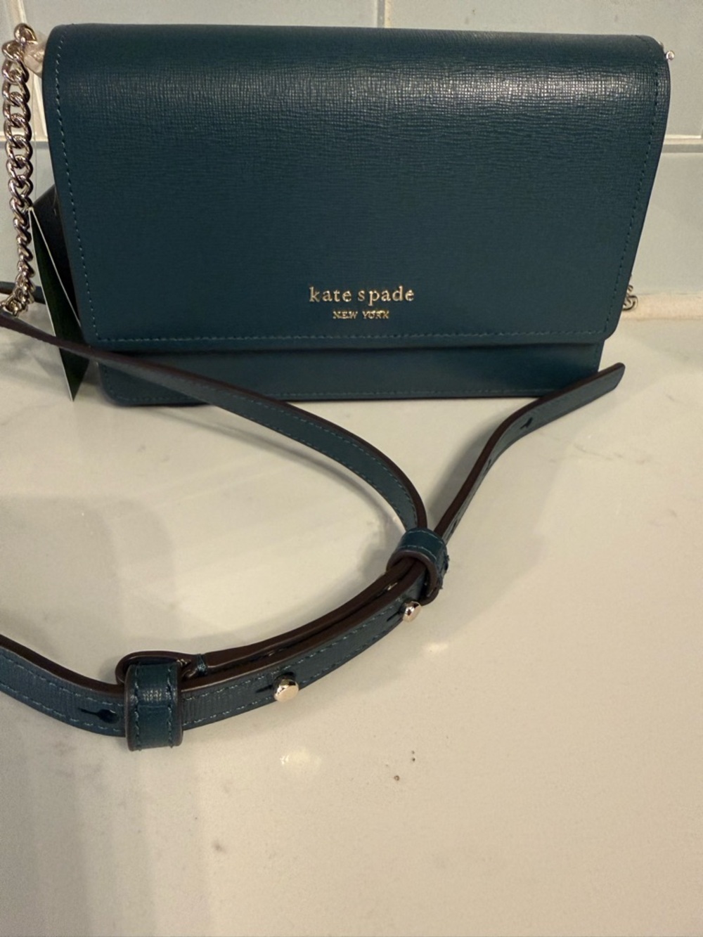 kate spade Green Saffiano Leather Crossbody with Gold Hardware